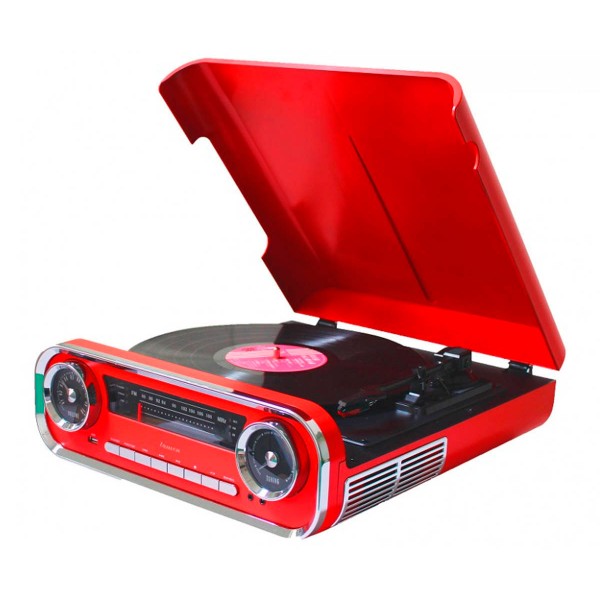 Lauson 01tt17 rojo tocadiscos vintage 3 velocidades bluetooth usb grabación mp3 fm Lauson 01tt17 rojo tocadiscos vintage 3 velocidades bluetooth usb grabación mp3 fm