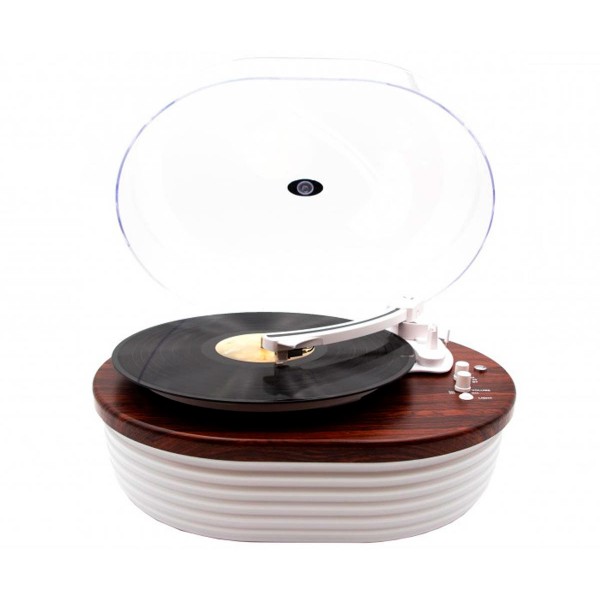 Lauson tt238 madera tocadiscos de 7'' y 12'' bluetooth 2 velocidades base con efecto luminoso