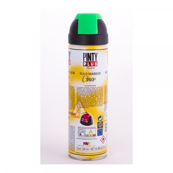 Pintura en spray tech 650 cc marcador 360° verde t136