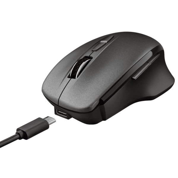 Trust themo negro ratón inalámbrico recargable