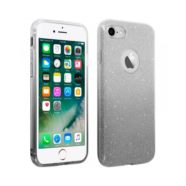 Akashi funda de plástico plata ( pailette argente) para apple iphone se con bordes reforzados